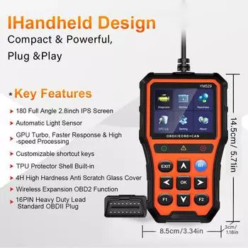 Проверка и оценка срока службы батареи Профессиональный автомобильный диагностический сканер OBD2 Считыватель кодов двигателя OBD2-сканер красный