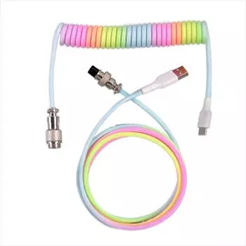 Провод для механической клавиатуры Thread Кабель для механической клавиатуры Спиральный кабель клавиатуры Кабель USB Type C Purple