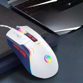 Проводная 7D светящаяся игровая мышь с макродрайвером, красочная RGB-подсветка