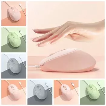 Проводная бесшумная мышь USB Type C USB-кабель Эргономичные мыши Проводная мышь Type C для бизнеса Компьютер для офиса pink-USB Sound