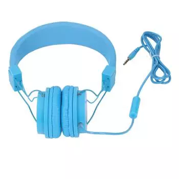 Проводная гарнитура 3,5 мм с микрофоном, стерео, складное регулируемое оголовье, встроенное управление для музыкальных звонков синий