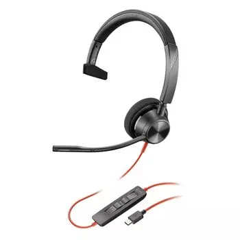 Проводная гарнитура Poly Blackwire 3210 с шумоподавлением и микрофоном, легкая, год производителя, наушники с микрофоном для веб-конференций Windows Mac Chrome чёрный
