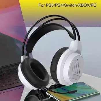 Проводная игровая гарнитура с шумоподавлением и микрофоном Спортивные игровые наушники Накладные наушники для PS5/PS4/Switch/XBOX/PC черный белый