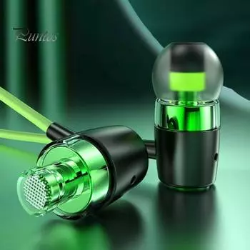 Проводная игровая гарнитура-вкладыш с микрофоном с шумоподавлением. Проводные наушники Type-C с улучшенным басом и четким звуком. зелёный