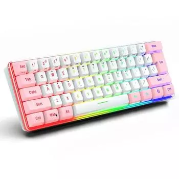 Проводная игровая клавиатура, компьютерная клавиатура, 61 клавиша с подсветкой, эргономичная USB для ПК, ноутбука, съемный кабель, офисные аксессуары 61 Keys розовый