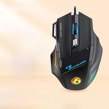 Проводная игровая мышь IMICE X7 — 7 кнопок, красочный светящийся дизайн, подключение по USB, кнопка «Fire», удлиненный кабель. audio version чёрный
