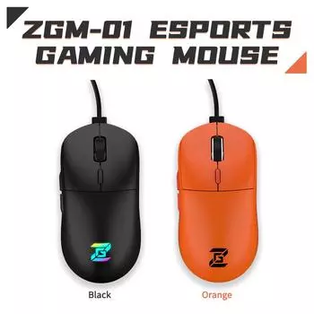 Проводная игровая мышь, оптический датчик PixArt PMW3389, интерфейс USB, 10000 DPI, семь регулируемых уровней DPI, высокая скорость опроса ZGM-01 оранжевый
