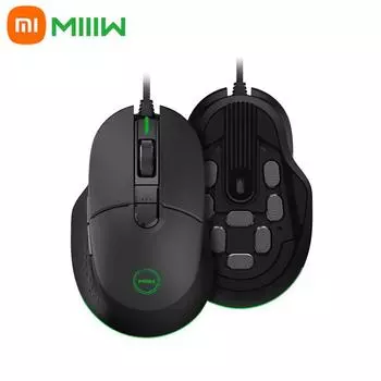 Проводная игровая мышь Xiaomi Youpin MIIIW, 700G RGB, цветной световой эффект, скорость 1000 Гц, 10 кнопок, 7200 точек на дюйм, эргономичная геймерская мышь для ПК чёрный