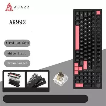 Проводная клавиатура Ajazz AK992 с подсветкой, компьютерная офисная игровая прокладка, механическая клавиатура blue switch античный белый