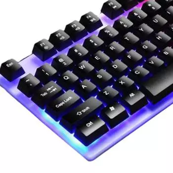 Проводная клавиатура и мышь, цветная подсветка, светящаяся подвесная механическая клавиатура и мышь, игровой комплект клавиатуры и мыши чёрный