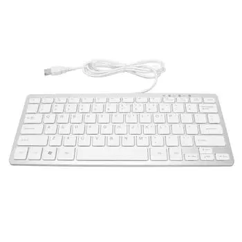 Проводная клавиатура USB 78 клавиш ультратонкая мини портативная нескользящая бесшумная клавиатура для ноутбуков настольных компьютеров серебряный