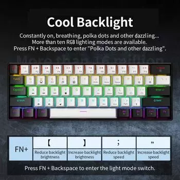 Проводная механическая игровая клавиатура Yousheng с RGB-подсветкой, эргономичный дизайн, 61 клавиша, компактная мини-проводная офисная клавиатура для ноутбука