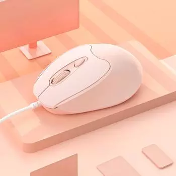 Проводная мышь USB C, легкая маленькая мышь для детей, 800-1200-1600 точек на дюйм, оптическая дорожная мышь для ПК, настольного компьютера, ноутбука розовый