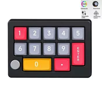 Проводная программируемая макро-клавиатура JOMAA с ручками RGB, мини-механическая клавиатура с полностью горячей заменой цифровой клавиатуры для ноутбука чёрный