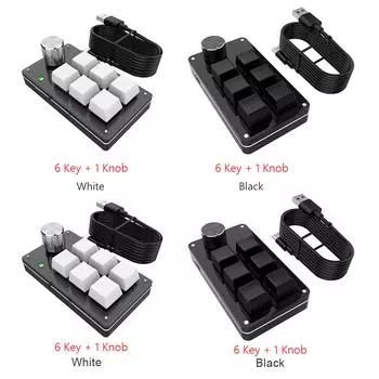 Проводная RGB-клавиатура для одной руки, мини-механическая клавиатура, USB-клавиатура, пользовательская клавиатура, программируемая макросами белый