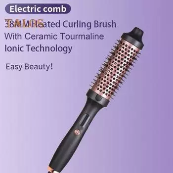 Проводная щетка для завивки волос 38 мм со светодиодным дисплеем, термощетка, быстрый нагрев, круглая щетка с отрицательными ионами, электрическая плойка для выпрямления волос, инструменты для завивки US Plug