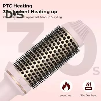 Проводная щетка для завивки волос со светодиодным дисплеем, термощетка, быстрый нагрев, круглая щетка с отрицательными ионами, электрическая плойка для выпрямления волос, инструменты для завивки волос US Plug розовый