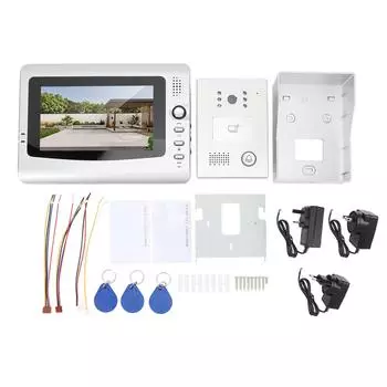 Проводная система видеодомофона с защитой от дождя, ИК-подсветкой ночного видения, широкоугольным видеодомофоном на 120 с 7-дюймовым дисплеем EU Plug