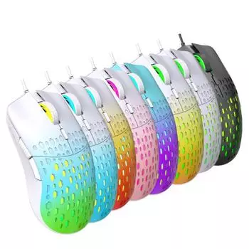 Проводная USB игровая мышь RGB Gamer, полые мыши, регулируемые сотовые макропрограммируемые 3600 точек на дюйм, эргономичные эргономичные мыши для PUBG