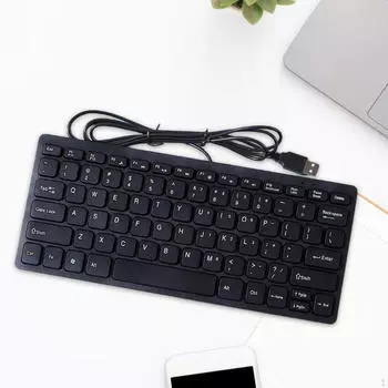 Проводная USB-клавиатура, 78 клавиш, мини-профессиональная, идеальные подарки, подключи и играй, бесшумное нажатие клавиш, удобная чёрный