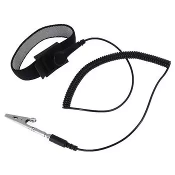 Проводной антистатический антистатический браслет Serap, регулируемый ремешок на запястье, электростатический антистатический браслет 1.8m чёрный