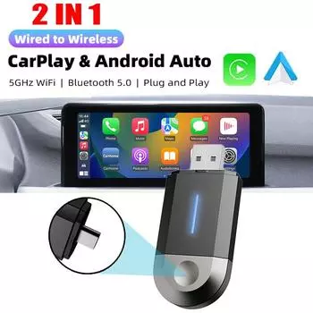 Проводной беспроводной адаптер Carplay Android Auto USB Type C для штатной автомобильной стереосистемы Plug and Play Smart Link для телефонов Android IOS
