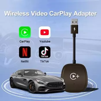 Проводной и беспроводной Carplay Box Беспроводной автомобильный видеоконвертер Адаптер Carplay SquareFor android чёрный