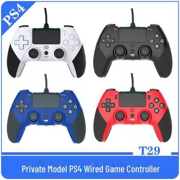 Проводной игровой контроллер PS4 с функцией шестиосевой вибрации чёрный