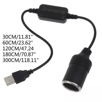 Проводной контроллер 5 В до 12 В Powerbanks Адаптер света DVR GPS Гнездо Мужской USB-Женский Прикуриватель Автомобильное зарядное устройство 30CM