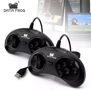 Проводной контроллер DATA FROG для SEGA, 16-битный классический игровой USB-джойстик, геймпад для ПК/MD2 Y1301/MAC Mega Drive