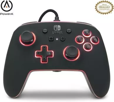 Проводной контроллер PowerA Spectra Enhanced для Nintendo Switch Черный Год Лицензированный Оригинальный ПК Смартфон Обои из-за срока годности - [2 Гарантия] чёрный