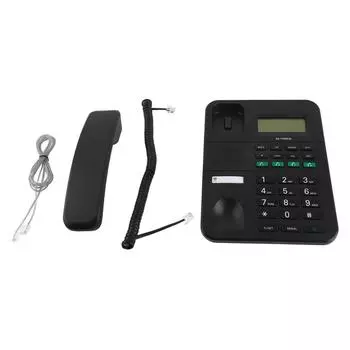 Проводной стационарный телефон с 4 уровнями громкости и 5 уровнями яркости ЖК-дисплея, регулируемый идентификатор вызывающего абонента HD 16 бит чёрный