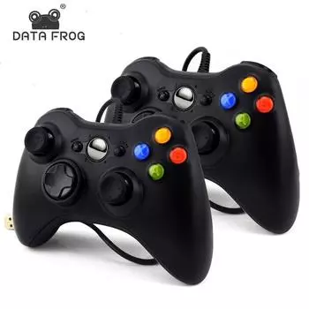 Проводной USB-контроллер DATA FROG для игровой консоли Xbox 360, вибрационный джойстик, геймпад для ПК/Windows 7/8/10, поддержка игр Steam белый