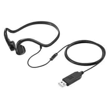 Проводной USB-наушник Sanwa Direct Bone Conduction с легким кабелем. Работает от наушников, которые блокируют уши. Наушники, A, микрофон, 38 г, 1,4 м,