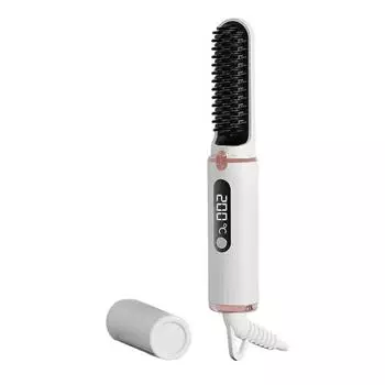 Проводной выпрямитель для волос с 4 регулируемыми температурами, ЖК-дисплей, портативная горячая щетка с отрицательными ионами, электрическая расческа для укладки вьющихся волос, распутывающая волосы белый
