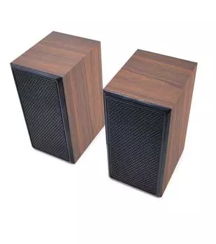 Проводные деревянные колонки с питанием от USB, 3,5-мм аудиоразъем, объемный звук, 4D-колонки, компьютерные колонки для ноутбуков и смартфонов чёрный