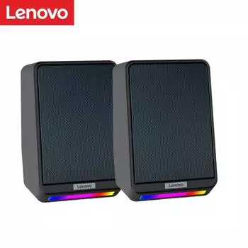 Проводные настольные колонки Lenovo TS38, звуковая панель для компьютера, ПК, динамики 3,5 мм, USB стерео объемные музыкальные игровые колонки Without light Version чёрный
