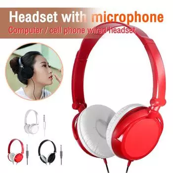 Проводные наушники 3,5 мм с микрофоном, басом, Hi-Fi звуком, стереонаушники, регулируемая складная гарнитура для компьютера, планшета, ноутбука No Mic For Headset3