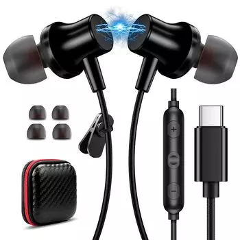 Проводные наушники ASKUBSKU Type C с микрофоном, магнитным дизайном, возможностью вызова и дистанционного управления, наушники-вкладыши USB-канала Type C, совместимые с iPhone 15 pro