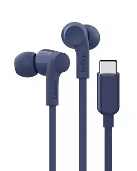 Проводные наушники Belkin SoundForm с микрофоном для iPhone, iPad, Galaxy, Android и других устройств с разъемом, синий разъем USB-C, синий