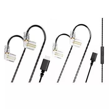 Проводные наушники D6 типа C, кабель 0,75 мм, двухконтактные кабели для наушников, сменные аксессуары для CCA/KZ/TRN/QDC/DUNU/SIMGOT without mic