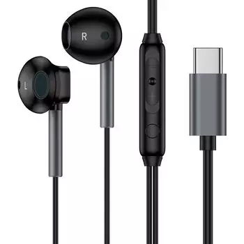 Проводные наушники для iPhone 15 с микрофоном Deep Bass Type C Наушники Стереонаушники HiFi Прослушивание музыки Чистые звонки с пультом дистанционного управления чёрный