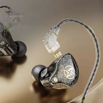 Проводные наушники с динамической катушкой HiFi, водонепроницаемый стереозвук, роскошные проводные наушники-вкладыши 3,5 мм, аксессуары для телефонов With Mic чёрный