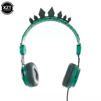 Проводные наушники с динозавром с микрофоном для мальчика и сына, музыкальные стереонаушники, компьютер, мобильный телефон, геймерская гарнитура для ноутбука, детский подарок зелёный