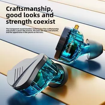 Проводные наушники с крючками для ушей, шумоподавляющие внутриканальные наушники с высоким уровнем звука, проводные наушники с двойным креплением и мощными басами 3.5mm синий