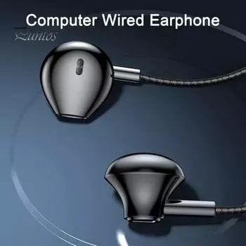 Проводные наушники с микрофоном, двойной штекер 3,5 мм, полувкладыши, шумоподавление, управление линией, запись потоковой передачи в реальном времени, игровые наушники-вкладыши чёрный