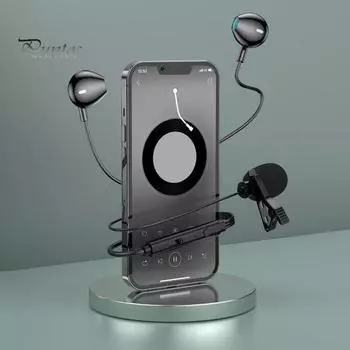 Проводные наушники с микрофоном, двойной штекер 3,5 мм, полувкладыши, шумоподавление, управление линией, запись потоковой передачи в реальном времени, игровые наушники-вкладыши чёрный