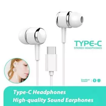 Проводные наушники с микрофоном, качество звука HIFI, проводные наушники, штекер типа C, вкладыши-вкладыши для музыкальных звонков белый