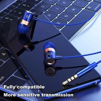 Проводные наушники с микрофоном, мощные басы, внутриканальные наушники, эргономичный дизайн, проводная гарнитура для спортивных игр чёрный