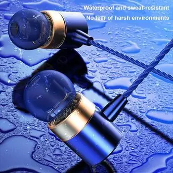 Проводные наушники с микрофоном Наушники-вкладыши с тяжелыми басами Эргономичный дизайн Проводная гарнитура для спортивных игр чёрный